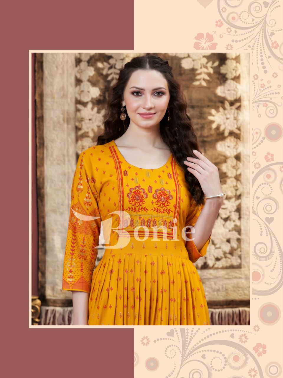 Bonie Lalila Rayon Printed Fancy Festival Wear Anarkali Long Kurti Collection